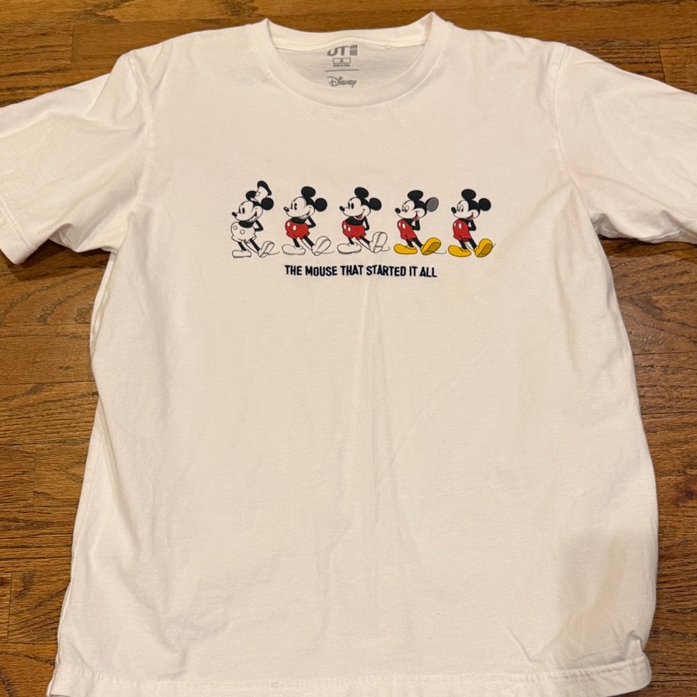 Uniqlo Disney White Tee with Mickey Mouse Design
